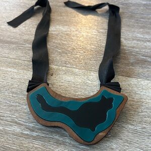 Unique Black and Teal Cat Necklace